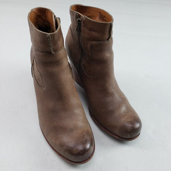 Kork Ease Michelle Ankle Boot Womens 8.5 Brown Leather Side Zip Heeled Wedge - Picture 5 of 15